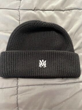 AMIRI Logo Virgin Wool Black Beanie